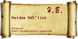 Haldek Bálint névjegykártya